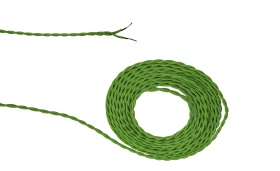 D0661  Cavo 1m Green Braided Twisted 2 Core 0.75mm Cable